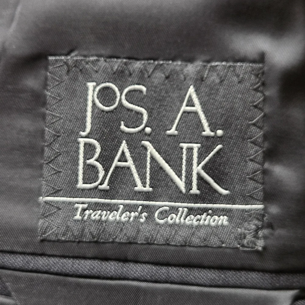 Jos A Bank Suit Jacket Mens 48R Gray Wool Pinstripe Tailored Fit Travelers